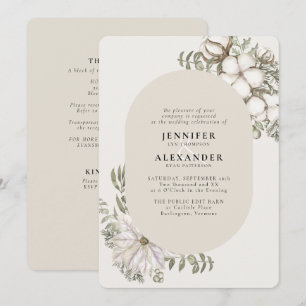Invitation Végétation d'hiver Floral Oval RSVP QR Code Mariag