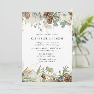 Invitation Végétation d'hiver Golden Elegant Mariage Invitati