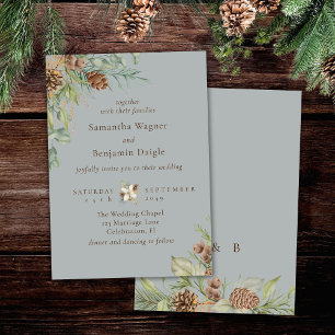 Invitation Végétation d'hiver Pine Grey Mariage élégant