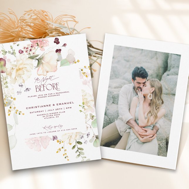 Invitation Végétation Florale La Nuit Avant Le Dîner De Répét (Créateur téléchargé)