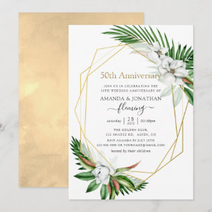 Invitation Végétation tropicale 50e anniversaire géométrique