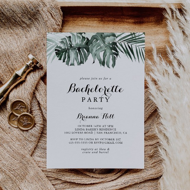 Invitation Végétation tropicale Bachelorette Florale Blanche (Créateur téléchargé)
