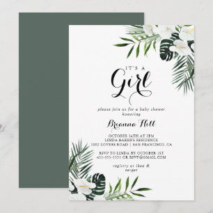 Invitation Végétation tropicale Blanc C'est un Baby shower fé