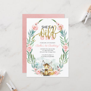 Invitation Végéty Woodland She's A Wild One First Birthday