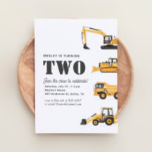 Véhicules de construction 2e fête d'anniversaire