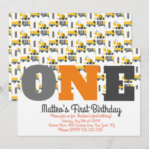 Invitation Véhicules de Construction Anniversaire Tombereau G