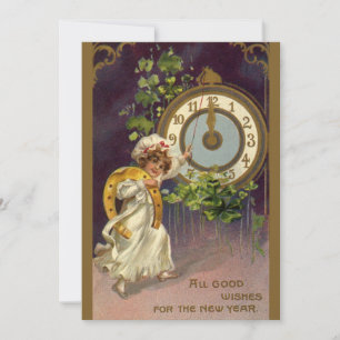 Invitation Veille du Nouvel An Irlandaise Vintage à Minuit