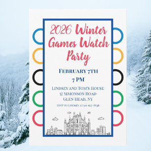 Invitation Veillée des Jeux d'Hiver Design Inspiré de Milan
