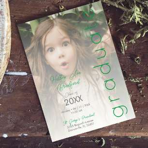 Invitation Vellum moderne vert fantaisie superposition effet 