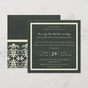 INVITATION VELVET BLANC BLACK DAMASK ÉVÉNEMENT CLASSIQUE D'AT