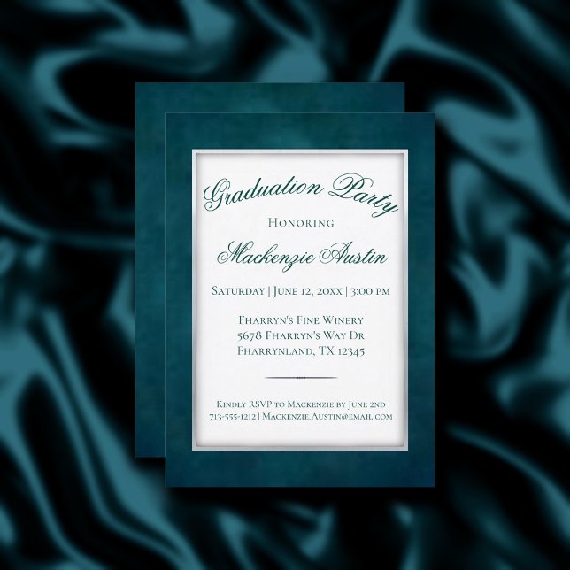 Invitation Velvet Grad | Aquarelle Turquoise foncée moderne (Créateur téléchargé)