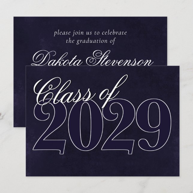 Invitation Velvet Grad | Minuit Indigo violet bijou ton (Devant / Derrière)