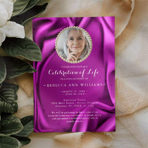 Invitation Velvet Purple Silky Photo Célébration de la vie