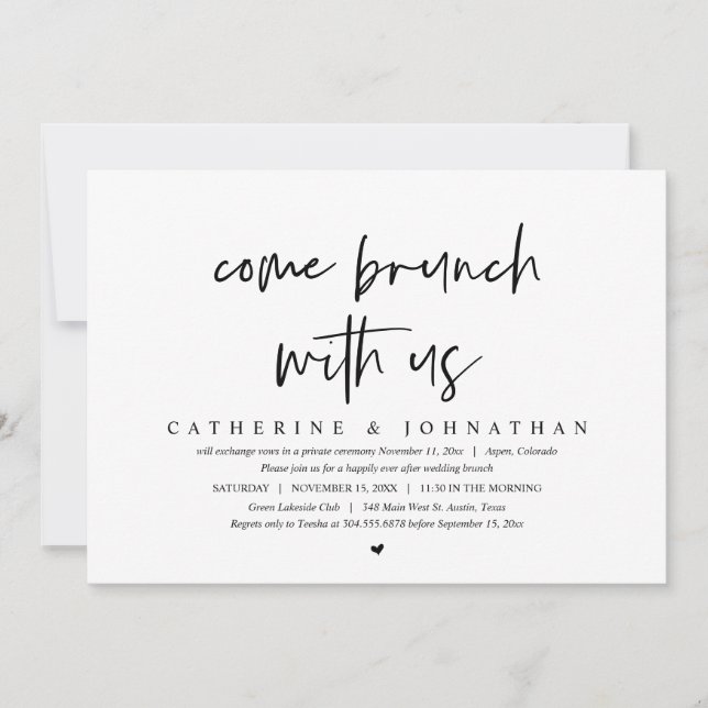 Invitation Venez Brunch avec nous, Mariage Elopement Party (Devant)