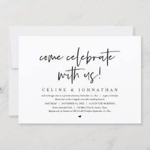 Invitation Venez célébrer avec nous, Mariage Elopement Brunch
