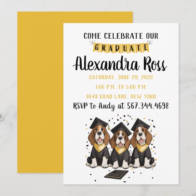Invitation Venez Célébrer Nos Chiens Basset Basset Gradués (Devant / Derrière)