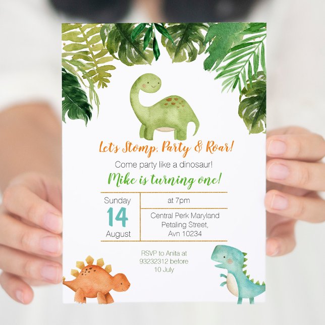 Invitation Venez faire la fête comme un anniversaire de dinos (Créateur téléchargé)