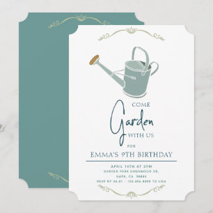 Invitation Venez Jardin avec nous Anniversaire Fête Élégante