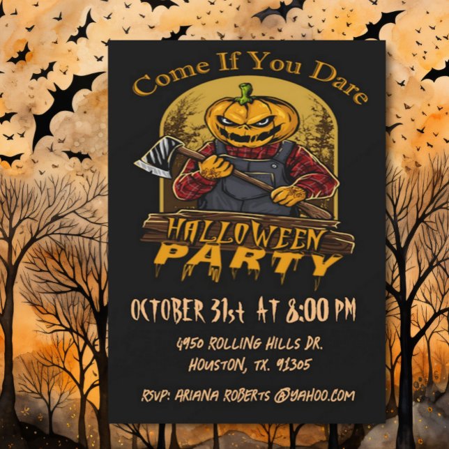 Invitation Venez si vous osez mal Citrouille fête d'Halloween (Créateur téléchargé)