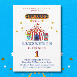 Invitation Venez tous Big Top Circus 1er Anniversaire