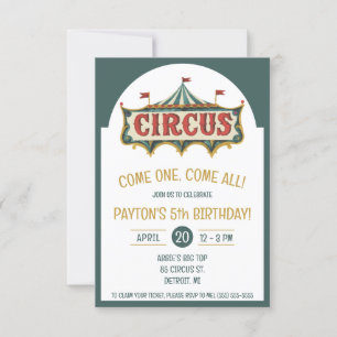 Invitation Venez Un, Venez Tous ! Tente cirque fête d'anniver