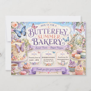 Invitation Vente de pâtisserie estivale papillon de la boulan