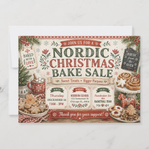 Invitation Vente de pâtisseries de Noël nordique scandinave c