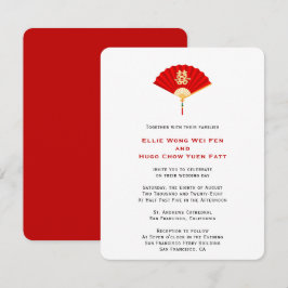 Invitation Ventilateur chinois et double bonheur | Mariage ch