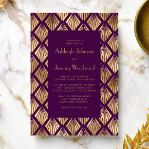 Invitation Ventilateurs vintage Déco Purple Gold Mariage des