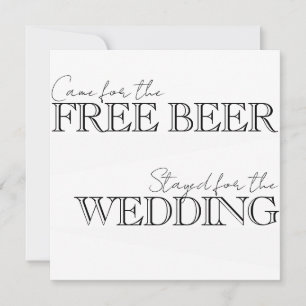 Invitation Venu pour la bière gratuite, séjourné pour la mari