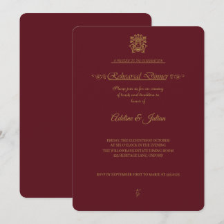 Invitation VerAlion | Dîner de répétition en Bourgogne et Or