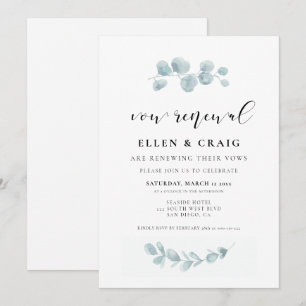 Invitation Verdure aquarelle Renouvellement de Vow Mariage