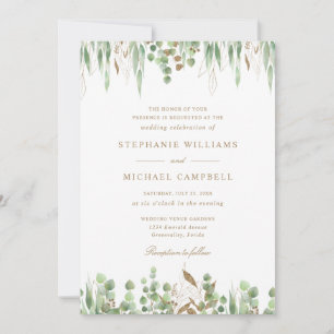 Invitation Verdure botanique Aquarelle Mariage or