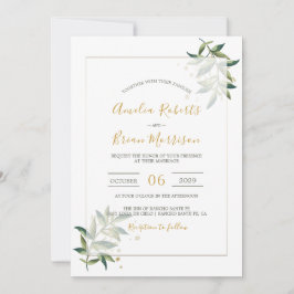 Invitation Verdure botanique élégante n Mariage floral or 2