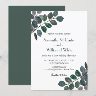 Invitation Verdure botanique rustique Eucalyptus