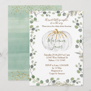 Invitation Verdure c'est un garçon citrouille baby shower aqu