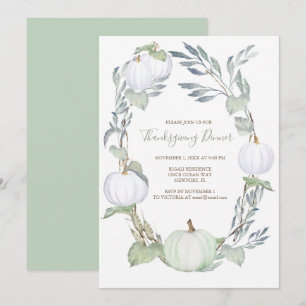 Invitation Verdure CITROUILLE verte et BLANCHE MERCI