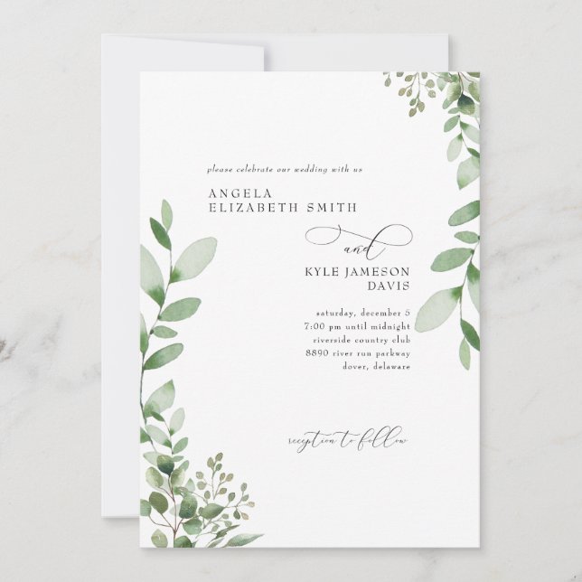 Invitation Verdure en cascade Pas de parents Mariage (Devant)