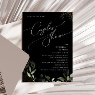 Invitation Verdure et or   Couples noirs douche