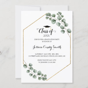 Invitation Verdure Eucalyptus Feuille cadre photo Graduation