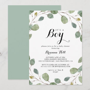 Invitation Verdure Eucalyptus Foliage C'est un Baby shower ga