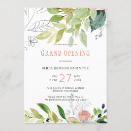 Invitation Verdure feuillage chic salon de beauté grand ouver