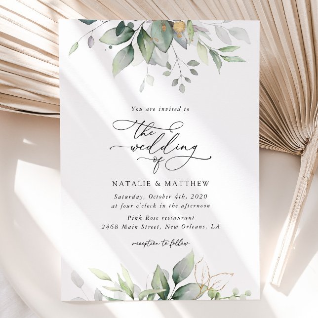 Invitation Verdure, Feuilles d'Eucalyptus, Mariage botanique (Créateur téléchargé)