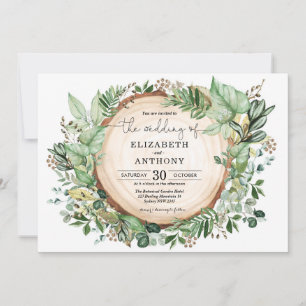 Invitation Verdure feuillue rustique Aquarelle Mariage forest