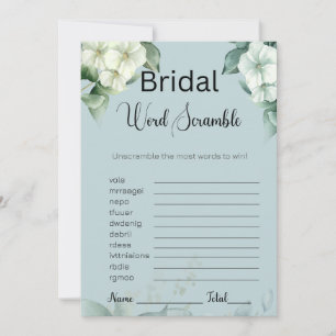 Invitation Verdure & Fleurs Bridal Blue Word Scramble Jeu