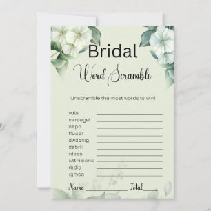 Invitation Verdure & Fleurs Bridal Green Word Scramble Jeu