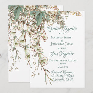 Invitation Verdure Floral Garland Script Mariage élégant