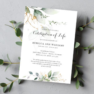 Invitation Verdure Floral Gold Nature Célébration de la vie
