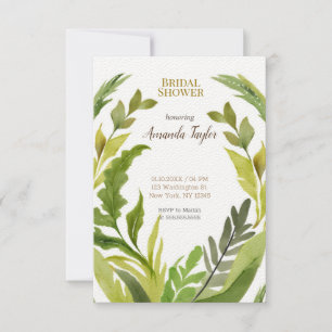 Invitation Verdure florale Aquarelle Fête des mariées élégant