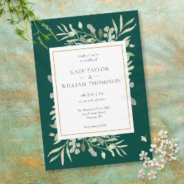 Invitation Verdure Foliage Emerald Mariage or